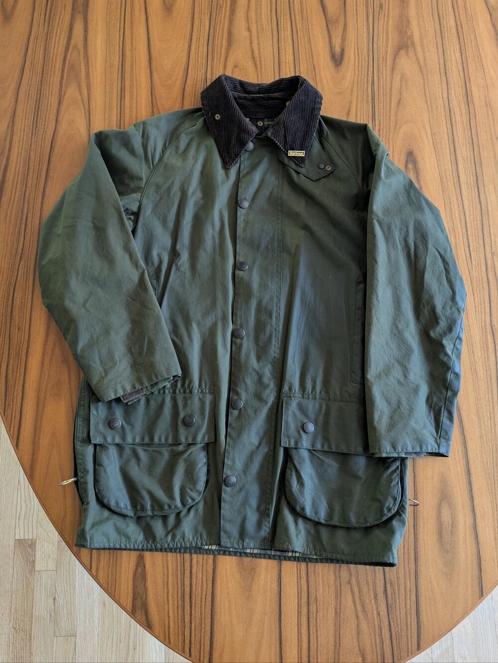 Men's Olive Barbour Beaufort Waxed Jacket WITH Detachable Vest